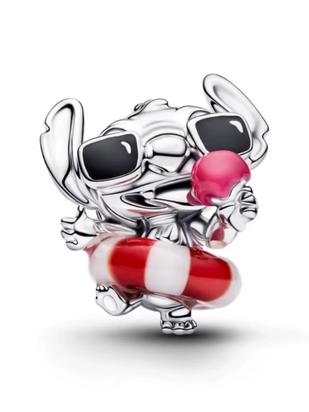 Disney Stitch Summer Charm - Silver with Pink and Red Accents